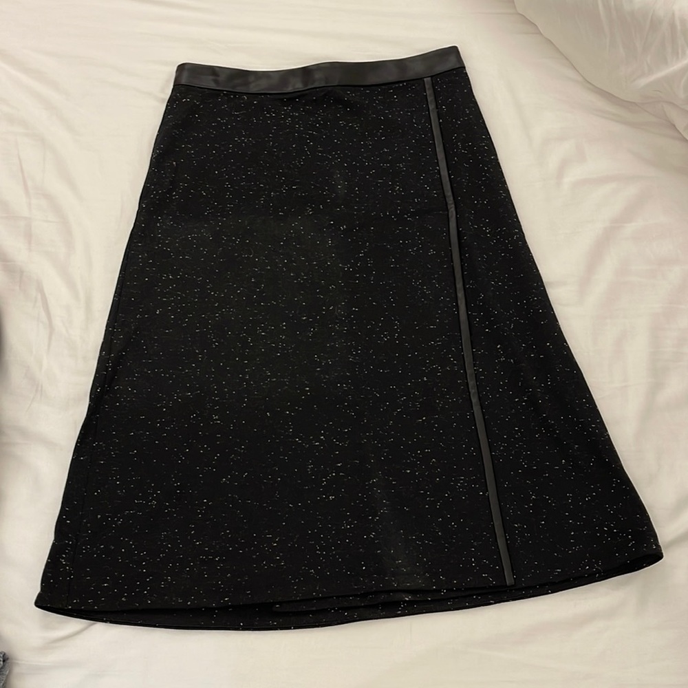 Ann Taylor tweed and faux leather skirt